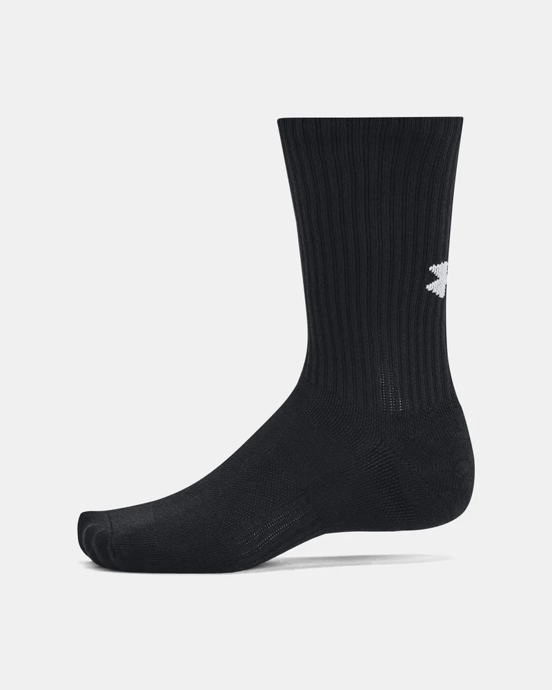 Under Armour Black Training Cotton Crew Socks (3 Pairs)  | Best Price UAE
